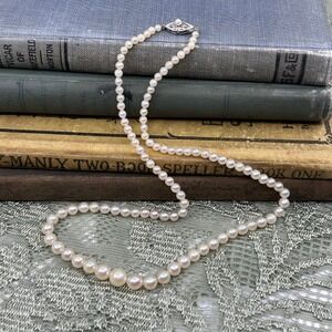 Vintage 10k Gold Lobster Clasp Graduated Pearl Necklace 18 inches Seed Pearl